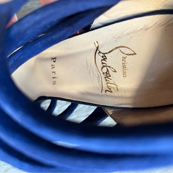 Christian Louboutin Macala Navy Blue Suede Gladiator Sandals Strappy Heels 38 - Picture 8 of 11